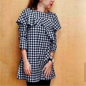 Zara girls gingham dress with flounce ruffle
